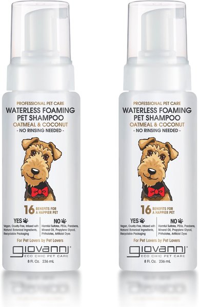 Giovanni Professional Waterless Foaming Oatmeal & Coconut Dog Shampoo, 8-oz bottle, case of 2 slide 1 of 1