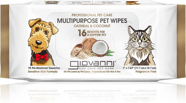 Giovanni Professional Multipurpose Oatmeal & Coconut Dog & Cat Wipes, 75 count slide 1 of 2