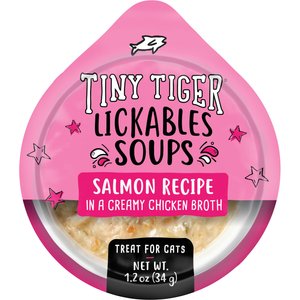 Tiny Tiger Lickables Soup Salmon Recipe in a Creamy Chicken Broth Cat Treat & Topper, 1.2-oz cup, case of 8