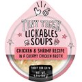 Tiny Tiger Lickables Soup Chicken & Shrimp Recipe in a Creamy Chicken Broth Cat Treat & Topper, 1.2-oz cup, case of 8