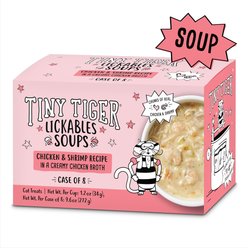Tiny Tiger Lickables Soup Chicken & Shrimp Recipe in a Creamy Chicken Broth Cat Treat & Topper, 1.2-oz cup, case of 8 slide 2 of 7