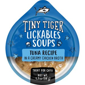 Tiny Tiger Lickables Soup Tuna Recipe in a Creamy Chicken Broth Cat Treat & Topper, 1.2-oz cup, case of 8
