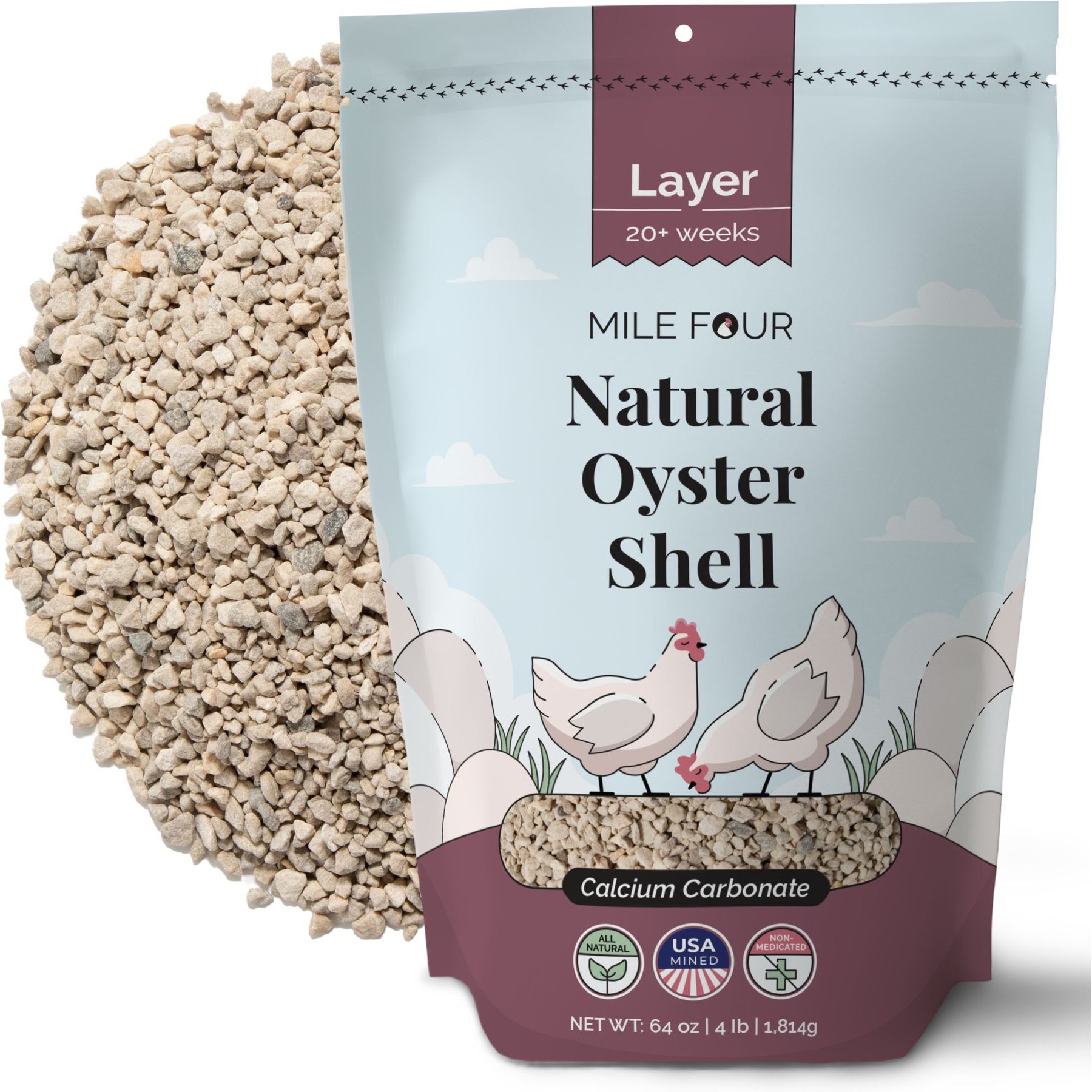 MILE FOUR Oyster Shell Calcium Hen Supplement, 4-lb bag - Chewy.com