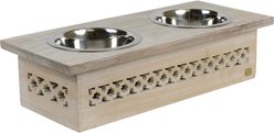 Mela Artisans Boxer Cat & Dog Feeder, 2-cups, White