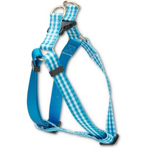 Boulevard Gingham Nylon Pinch-Clip Dog Harness, Sky Blue, 17 to 26-in Chest