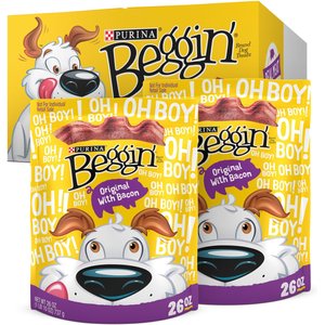 Purina Beggin' Strips Original with Bacon Flavored Dog Treats, 26-oz pouch, case of 2