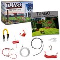Tumbo Trolley Dog Stretching coil cable with ANTI-SHOCK bungee Aerial Dog Tie Out, Red, 100-ft