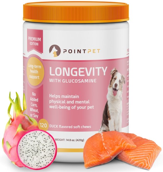 PointPet Longevity All-in-One Duck Flavored with Glucosamine Soft Chew Dog Supplement, 120 Count slide 1 of 10