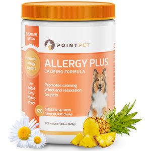 PointPet Allergy Plus Calming Smoked Salmon Flavored Allergy Support Soft Chew Dog Supplement, 120 Count