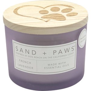 Sand + Paws Heart/Paw French Lavender Scented Candle, 12-oz jar