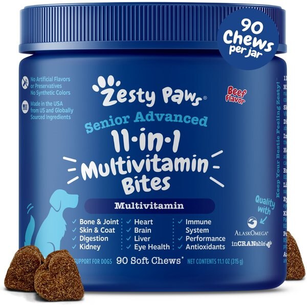 ZESTY PAWS Turmeric Curcumin Bites Duck Flavored Soft Chews