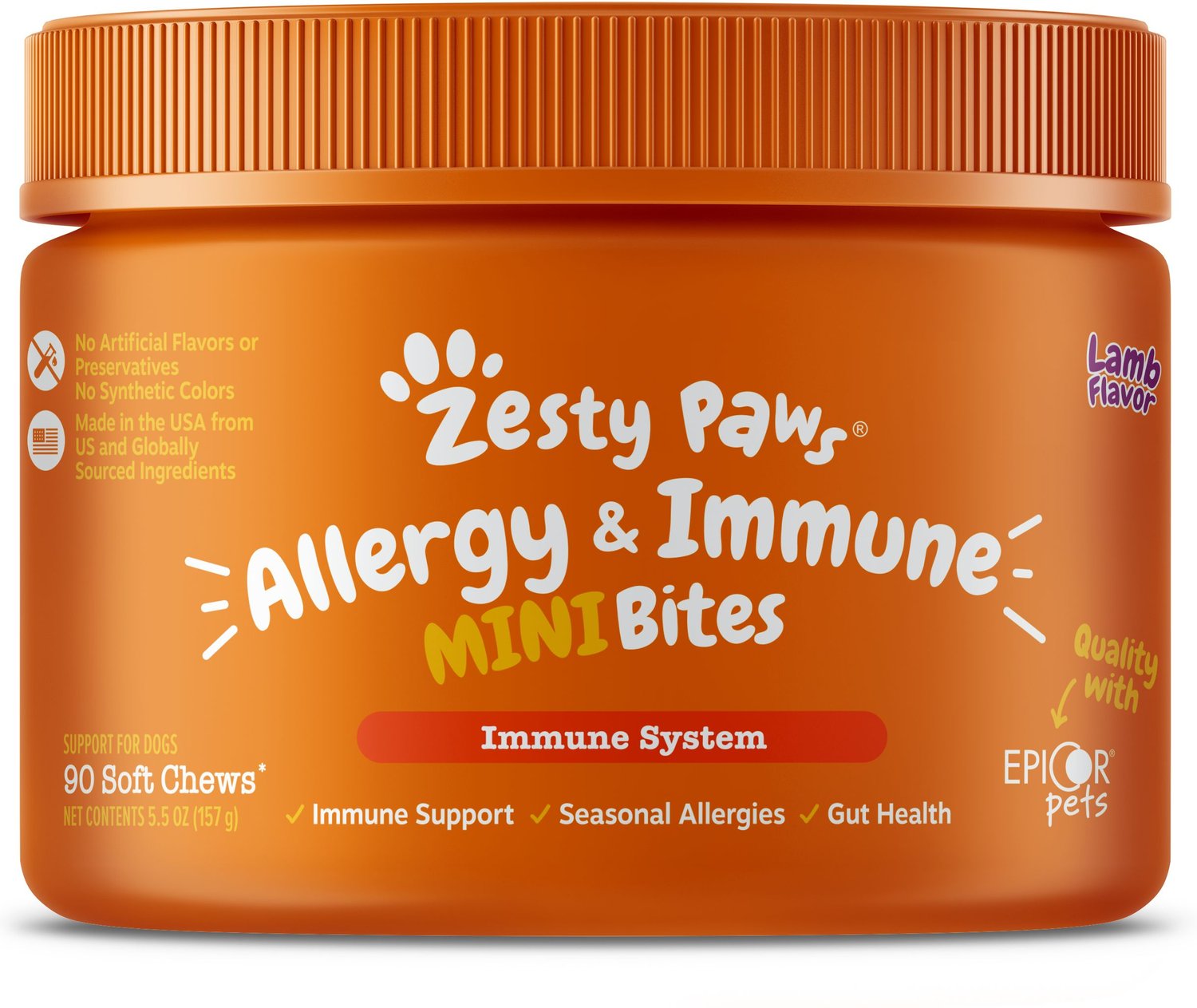 Zesty Paws, Aller-Immune Bites for Dogs, All Ages, Peanut Butter Flavour,  90 Soft Chews