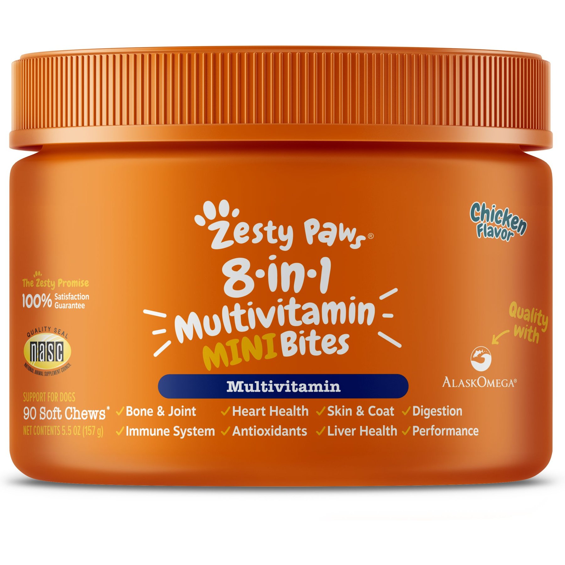 Zesty Paws 8 In 1 Mini Bites Chicken Flavored Soft Chews Multivitamin