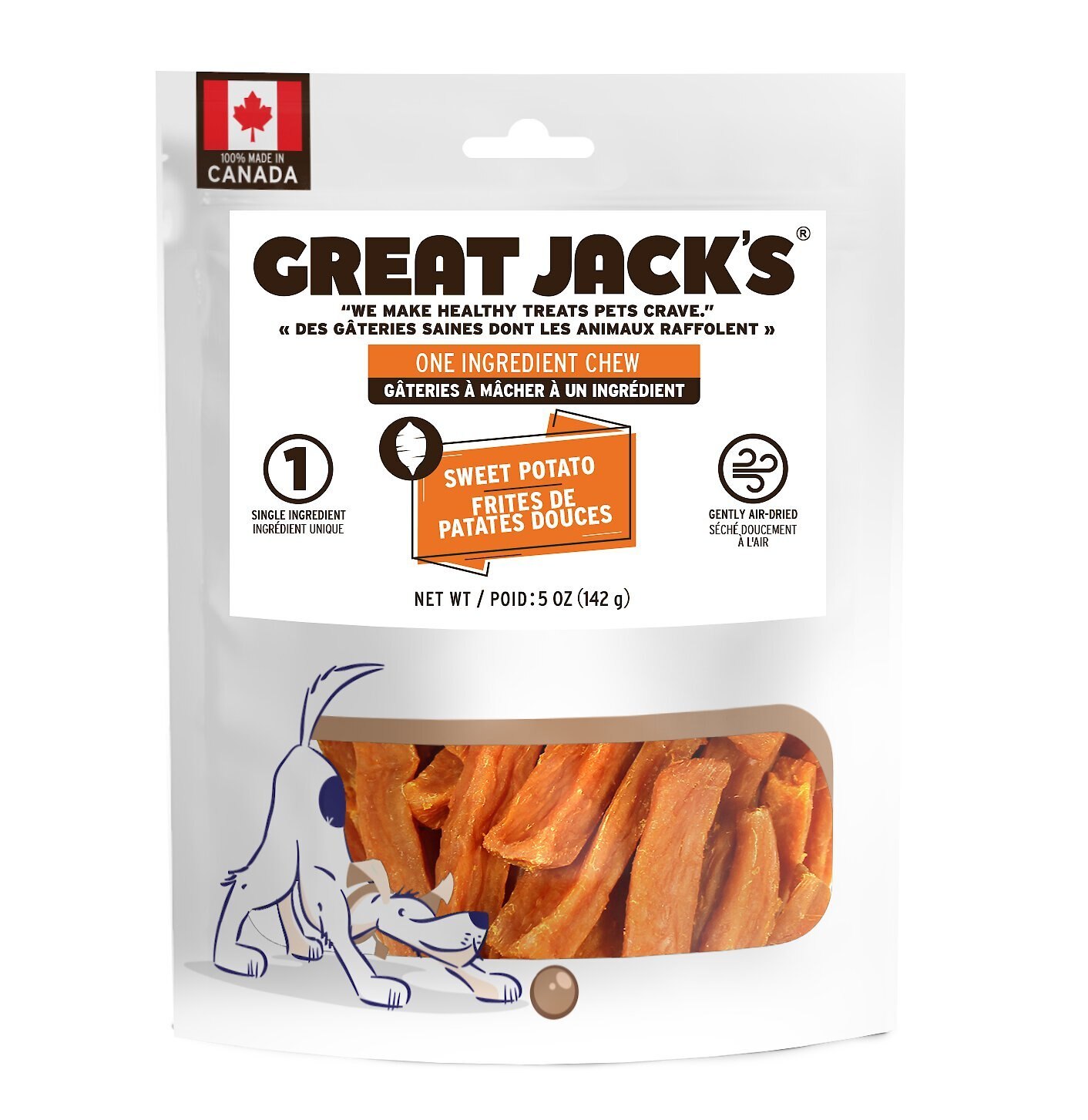 GREAT JACK'S Air Dried Sweet Potato Chews Dog Treats, 5oz bag Customer