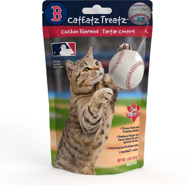 Team Treatz CatEatz Treatz MLB Red Sox Chicken Flavor Tartar Control Dental Cat Treats slide 1 of 2