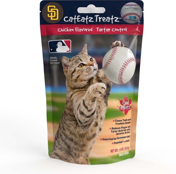 Team Treatz CatEatz Treatz MLB Padres Chicken Flavor Tartar Control Dental Cat Treats slide 1 of 2