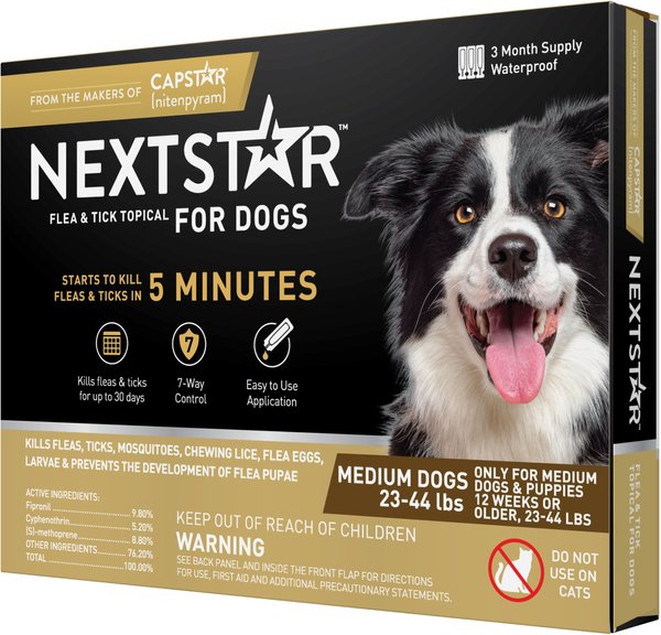 NextStar Flea & Tick Spot Treatment for Medium Dogs, 23-44 lbs, 3 Doses (3-mos. supply) slide 1 of 9