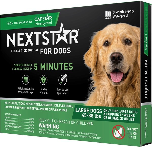 NextStar Fast Acting Flea & Tick Treatment Large Dog 45-88 lbs 3 doses slide 1 of 9