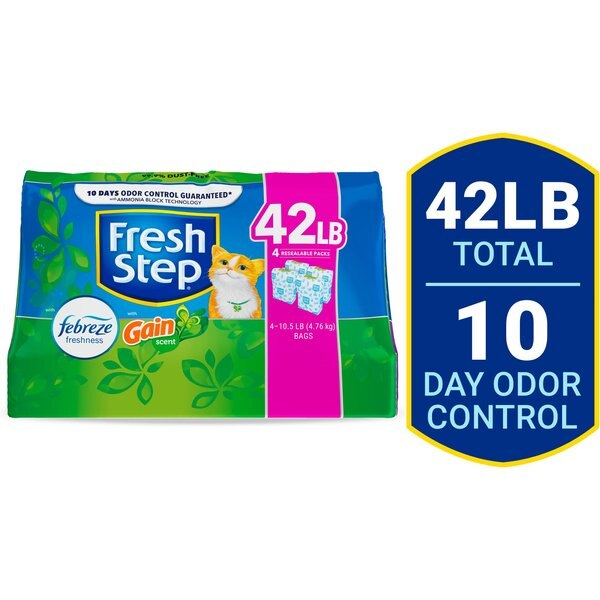 FRESH STEP Febreze Freshness Gain Scented Clumping Clay Cat Litter, 42