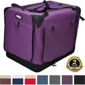 EliteField 4-Door Collapsible Soft-Sided Dog Crate, Purple, Med: 30-in L x 21-in W x 24-in H