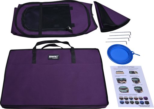 WINiPET 2-Door Soft-Sided Dog & Cat Playpen, Purple, 30 x 30 x 17-in