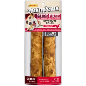 RUFFIN' IT Chomp'Ems 7"Hide-Free Chicken Rolls Dog Treats, 2 count
