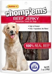 RUFFIN' IT Chomp'Ems Beef Jerky Dog Treats, 7-oz bag
