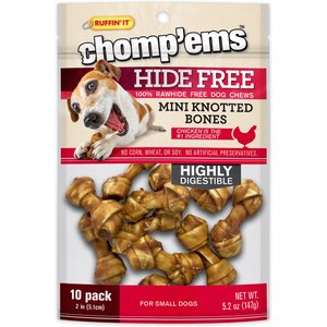 Chomp'ems Hide-Free Chicken Mini Knot Bones Dog Treats, 10 count
