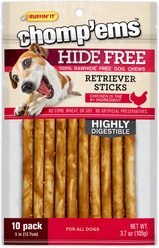 RUFFIN' IT Chomp'Ems Hide-Free Chicken Sticks Dog Treats, 10 count