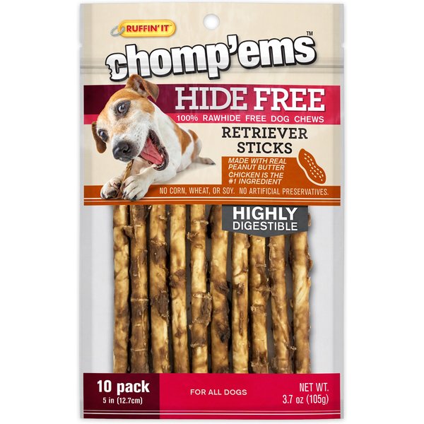 CHOMP'EMS HideFree Peanut Butter Sticks Dog Treats, 10 count