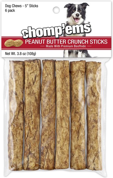 RUFFIN' IT Chomp'Ems Peanut Butter Crunchy Sticks Dog Treats, 6 count slide 1 of 2
