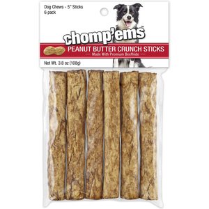 RUFFIN' IT Chomp'Ems Peanut Butter Crunchy Sticks Dog Treats, 6 count