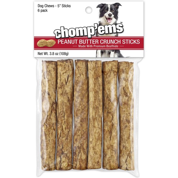 Chomp'ems Peanut Butter Crunchy Sticks Dog Treats, 6 count