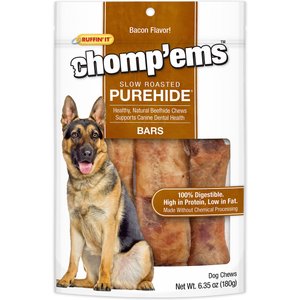 RUFFIN' IT Chomp'Ems Purehide Bars Dog Treats, 6.35-oz count