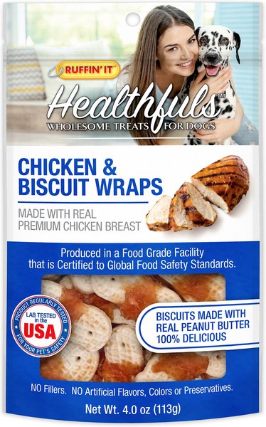 RUFFIN' IT Healthfuls Chicken & Biscuit Wraps Dog Treats, 4-oz bag slide 1 of 2