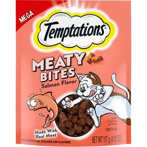 Temptations Meaty Bites Salmon Flavor Cat Treats, 4.12-oz pouch