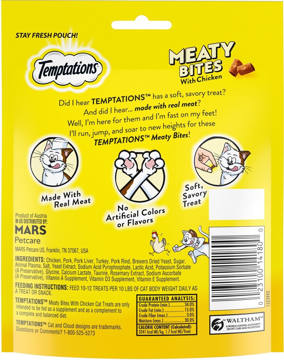 Temptations Meaty Bites Chicken Flavor Soft & Savory Cat Treats