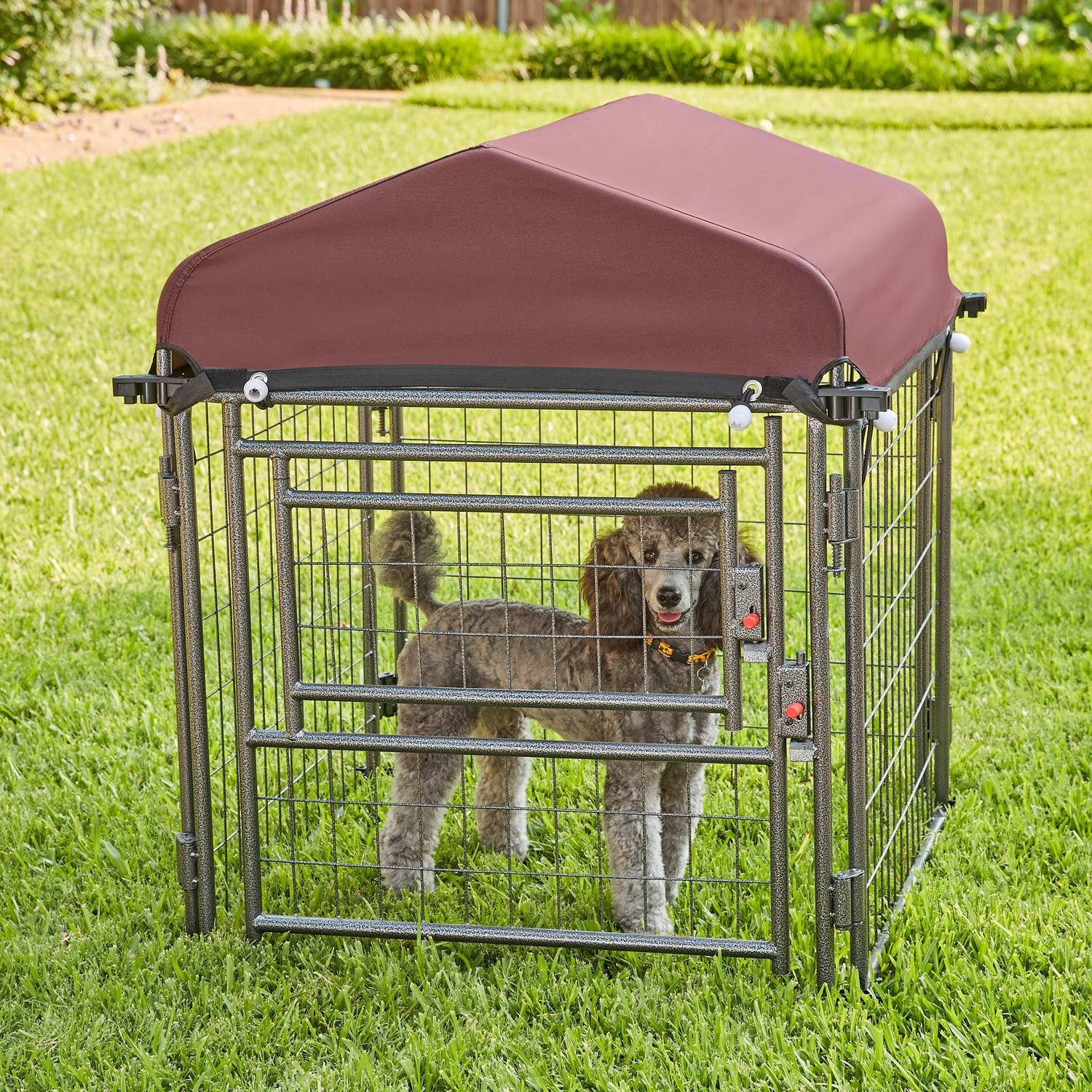 TWO By TWO Expandable Outdoor Dog Kennel | 4x4.5ft Steel Pet Playpen, Crate & Run