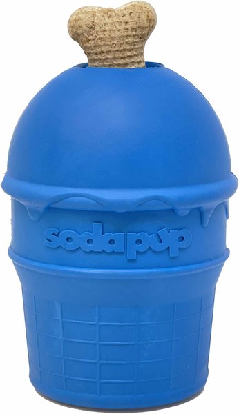 SodaPup Ice Cream Cone Treat Dispenser Dog Toy, Blue, Medium slide 1 of 9