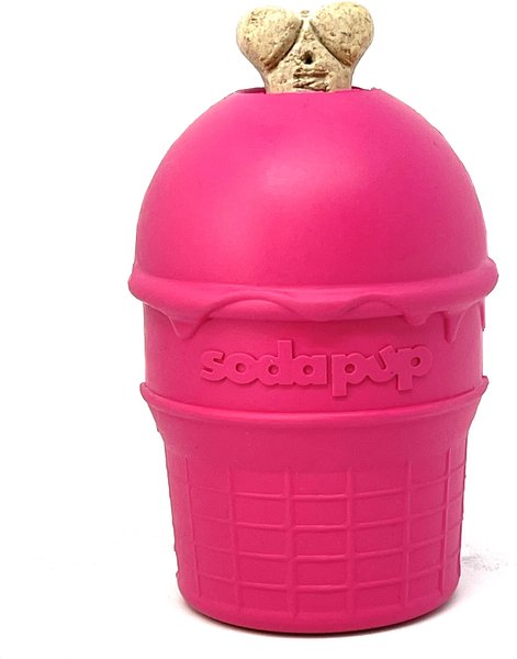 SodaPup Ice Cream Cone Treat Dispenser Dog Toy, Pink, Medium slide 1 of 8