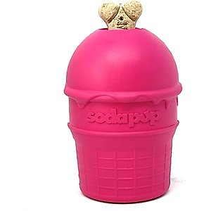 SodaPup Ice Cream Cone Treat Dispenser Dog Toy, Pink, Medium