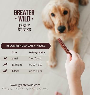 Show full view: Greater Wild Beef Recipe Jerky Sticks Dog Treats, 3-oz, pack of 8 slide 5 of 7