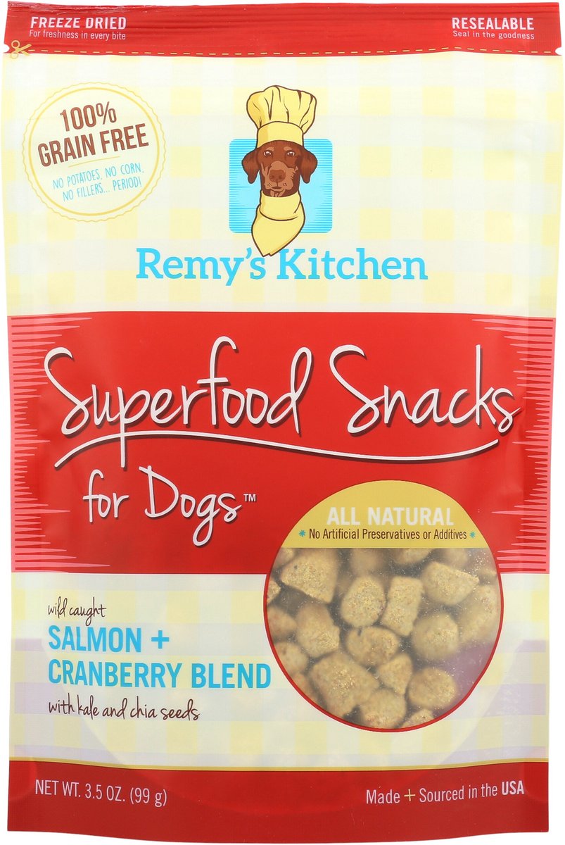 Remy's Kitchen Salmon + Cranberry Blend Superfood Snacks Freeze-Dried Dog Treats, 3.5-oz bag