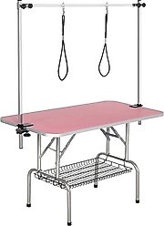 Yaheetech Foldable Retractable Bath Dog & Cat Grooming Table, Pink