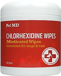 Pet MD Chlorhexidine Dog & Cat Wipes, 100 Count