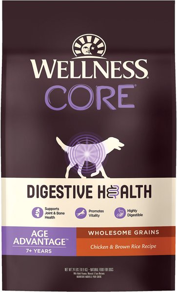 Wellness CORE Digestive Health Age Advantage Senior Chicken & Brown Rice Dry Dog Food, 24-lb bag slide 1 of 10