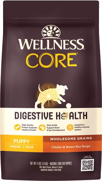 Wellness CORE Digestive Health Puppy Chicken & Brown Rice Dry Dog Food, 4-lb bag slide 1 of 10