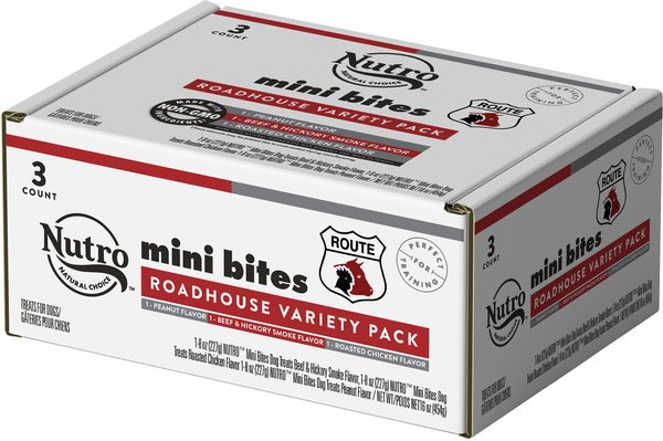 Nutro Mini Bites Roadhouse Pack Dog Treats, 8-oz bag, case of 3 slide 1 of 9