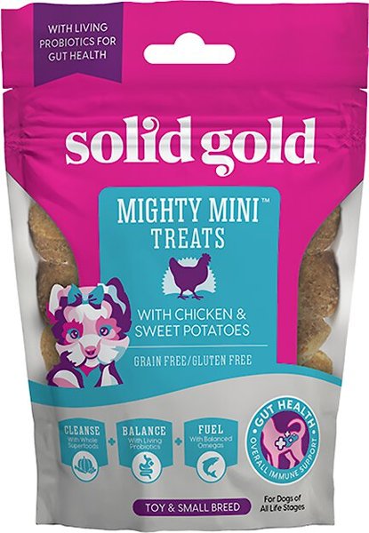 Solid Gold Mighty Mini Chicken & Sweet Potatoes Dog Treats, 4-oz bag slide 1 of 2