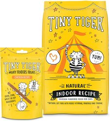 Tiny Tiger Meaty Tenders Sticks Cat Treats, Chicken Recipe + Natural Indoor Recipe Chicken Flavor Dry Food